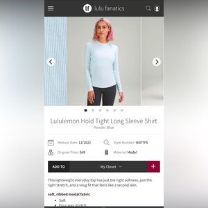 Lululemon Hold Tight Long Sleeve